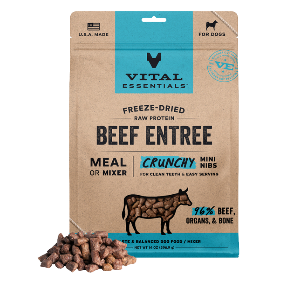 Vital Essentials Freeze-Dried Raw Beef Entrée for Dogs - Mini Nibs - 14 oz