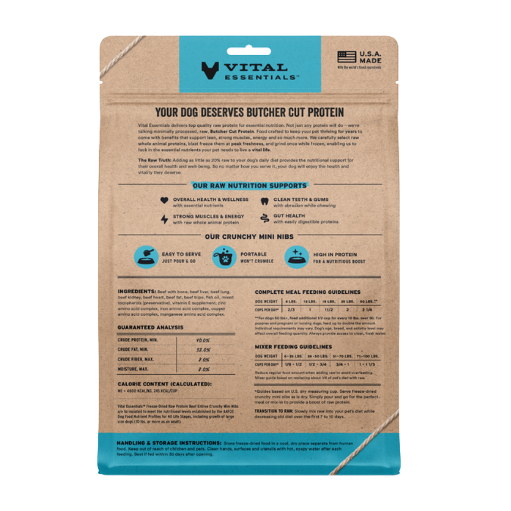 Vital Essentials Freeze-Dried Raw Beef Entrée for Dogs - Mini Nibs - 14 oz
