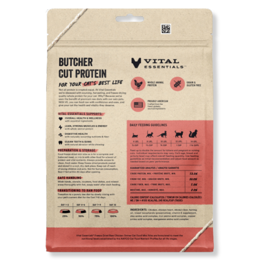 Vital Essentials Freeze-Dried Raw Chicken Entrée for Cats - Mini Nibs - 12 oz