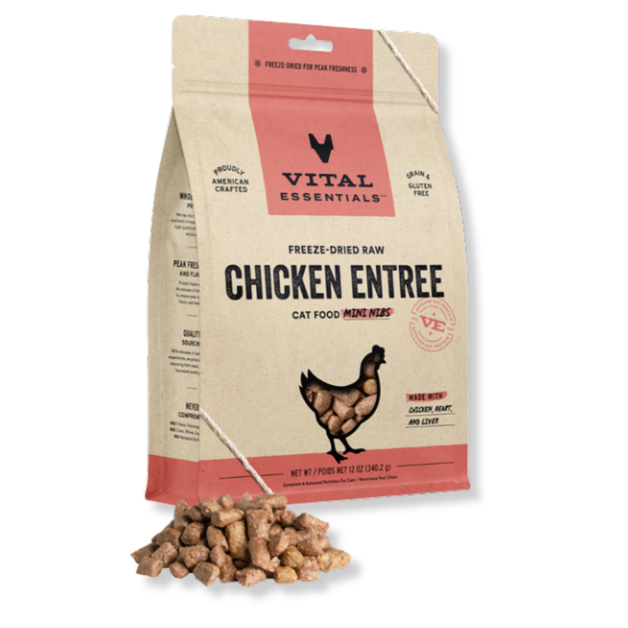 Vital Essentials Freeze-Dried Raw Chicken Entrée for Cats - Mini Nibs - 12 oz