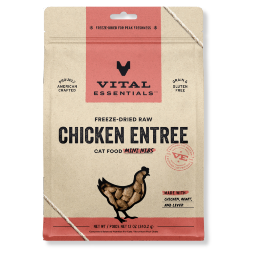 Vital Essentials Freeze-Dried Raw Chicken Entrée for Cats - Mini Nibs - 12 oz