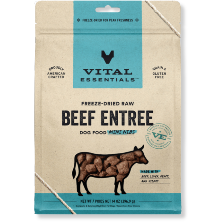 Vital Essentials Freeze-Dried Raw Beef Entrée for Dogs - Mini Nibs - 14 oz