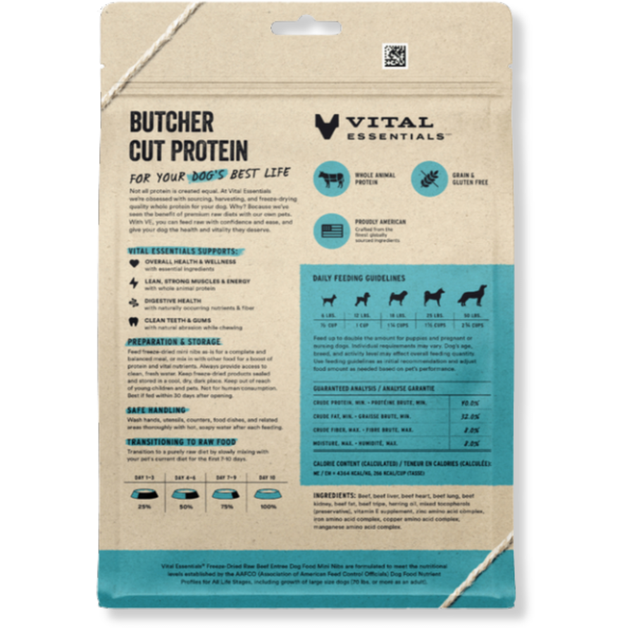 Vital Essentials Freeze-Dried Raw Beef Entrée for Dogs - Mini Nibs - 14 oz