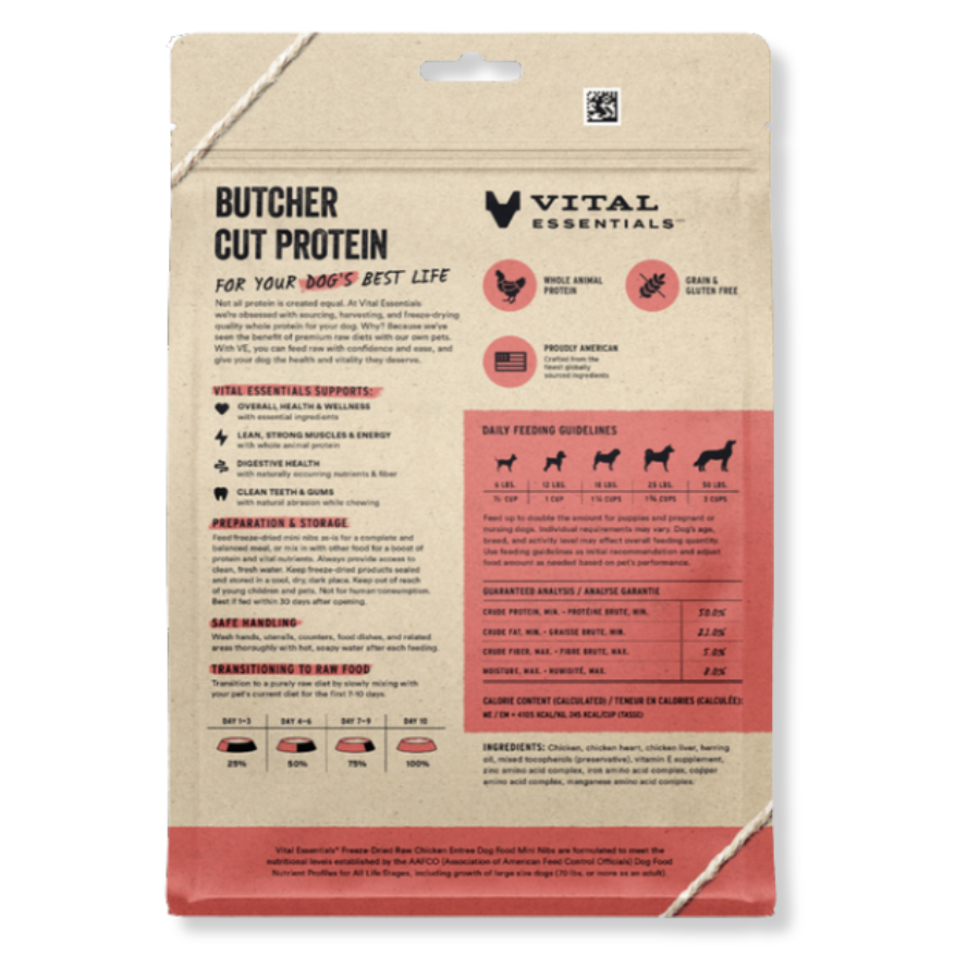 Vital Essentials Freeze-Dried Raw Chicken Entrée for Dogs - Mini Nibs - 14 oz