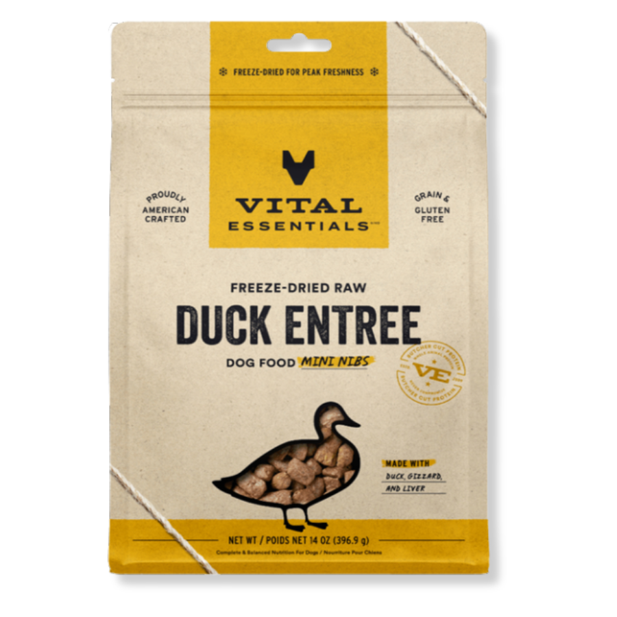 Vital Essentials Freeze-Dried Raw Duck Entrée for Dogs - Mini Nibs