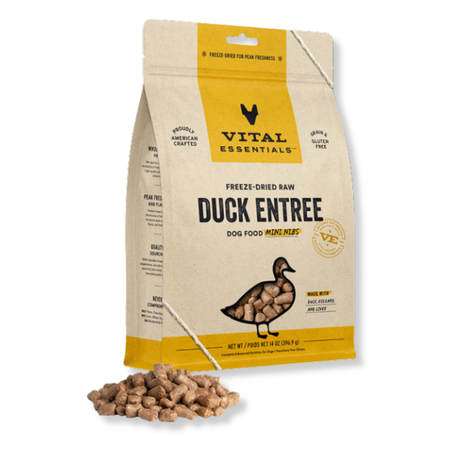 Vital Essentials Freeze-Dried Raw Duck Entrée for Dogs - Mini Nibs